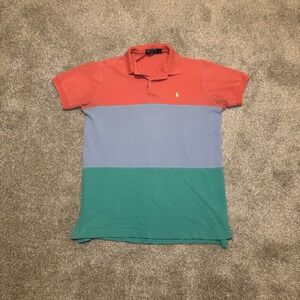 Vintage Polo Ralph Lauren Green Tag Men's L Colorblock Red Blue Green Polo Shirt